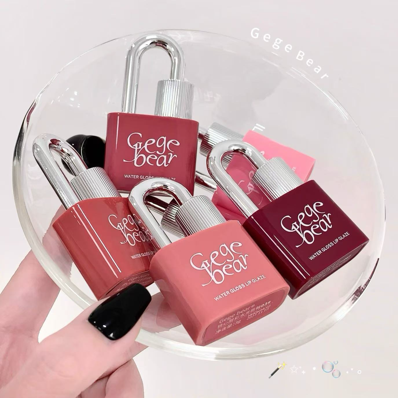 Gege bear 귀여운 자물쇠 틴트 워터 글로우 촉촉 미러 립 틴트 학생 가성비 꾸안꾸 여고생 틴트, 1개, 03# 연차 살구 상세 이미지 1
