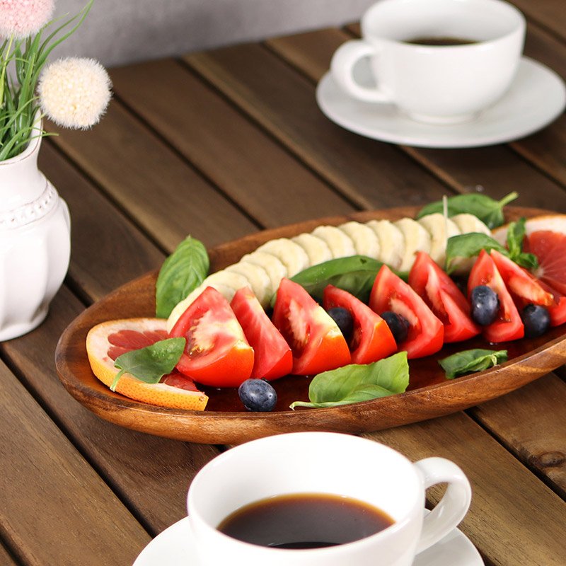 통원목 캠핑 나무그릇 원목 플레이트 타원 35cm, 우드 상세 이미지 1