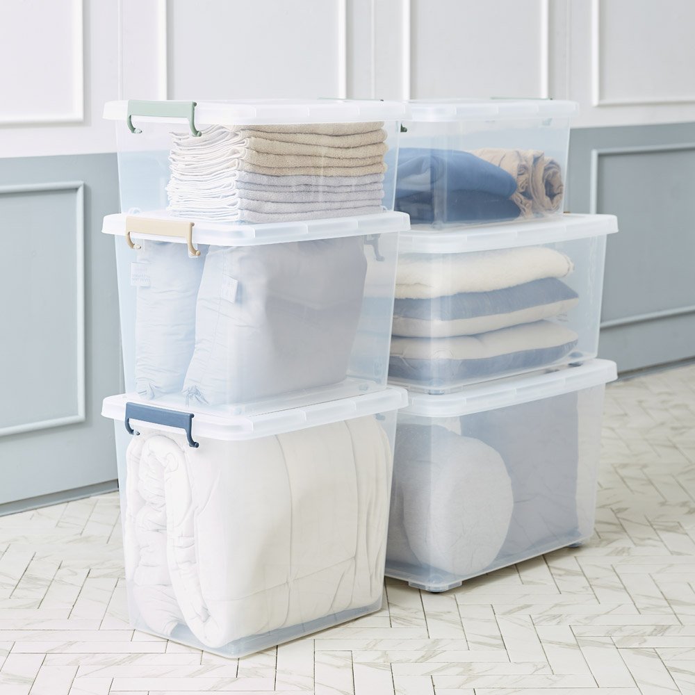 투명 베이직 리빙박스 40L 45L 55L 65L 플라스틱 다용도수납함 상세 이미지 1