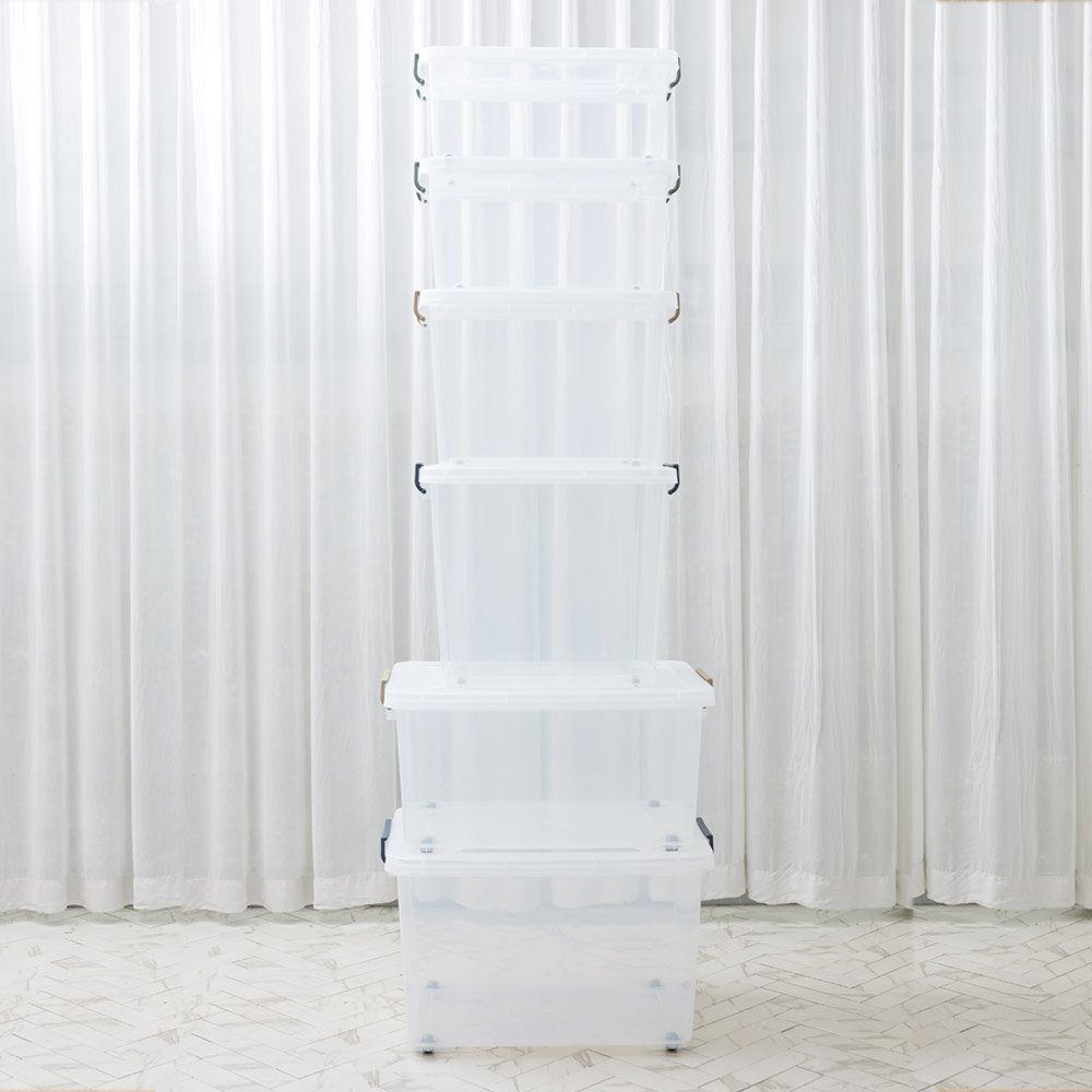 투명 베이직 리빙박스 40L 45L 55L 65L 플라스틱 다용도수납함 상세 이미지 1