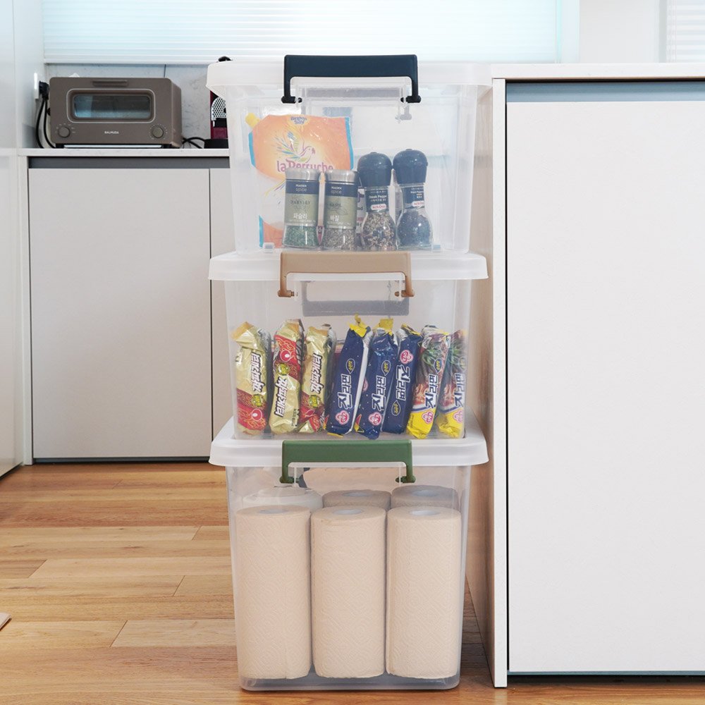 투명 베이직 리빙박스 40L 45L 55L 65L 플라스틱 다용도수납함 상세 이미지 2