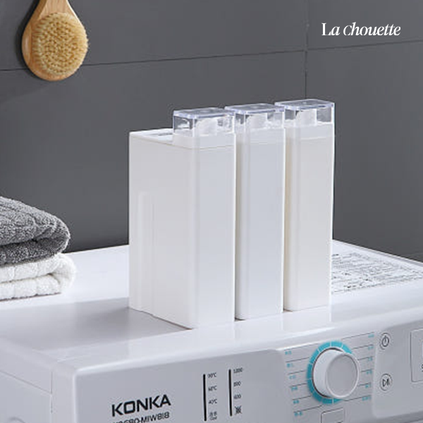 라슈에뜨 깔끔 소분 세탁 세제 리필용기 대용량 1L 슬림 사각 깔끔한 세제통 화이트 상세 이미지 1