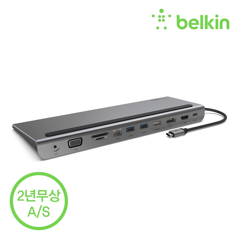 벨킨 11in1 USB C타입 멀티 허브 독 100W 충전 HDMI VGA 이더넷 노트북 거치대형 INC004bt 아이폰17 16 갤럭시 S26 S25 그램 맥북 노트북 호환 상세 이미지 1