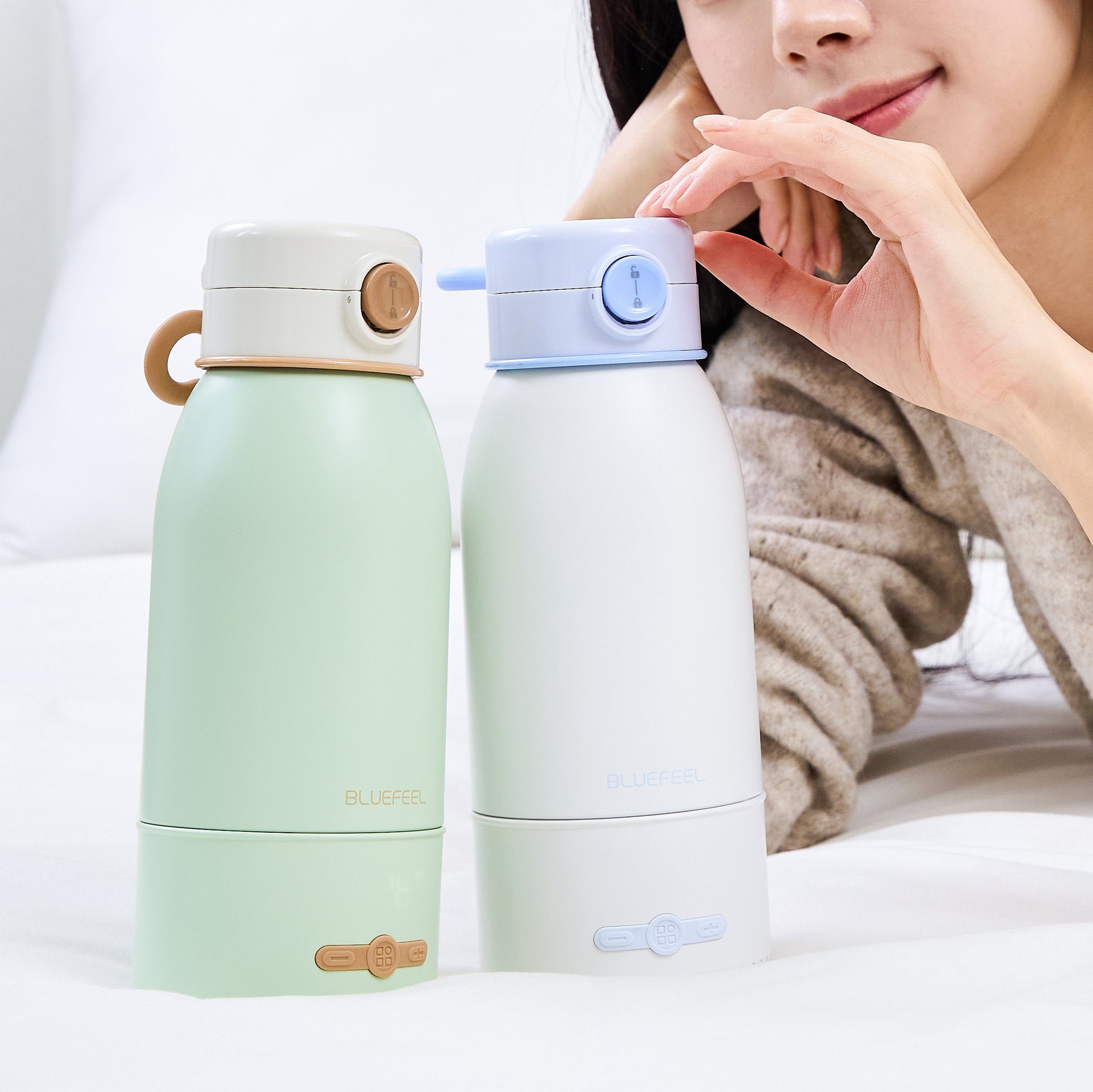 블루필 무선 전기포트 휴대용 분유포트 힛백 가열 텀블러 이유식 여행용 티 커피 500ml 상세 이미지 1