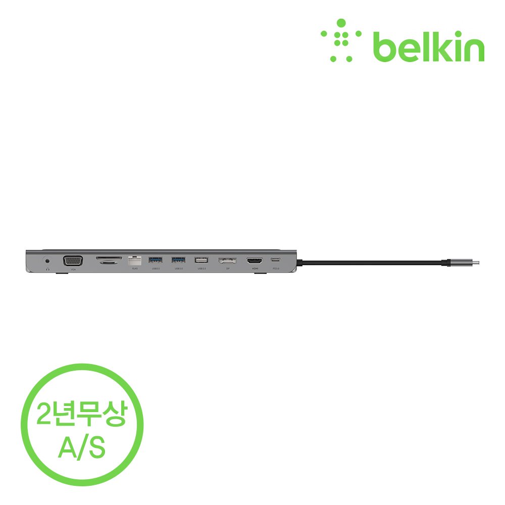 벨킨 11in1 USB C타입 멀티 허브 독 100W 충전 HDMI VGA 이더넷 노트북 거치대형 INC004bt 아이폰17 16 갤럭시 S26 S25 그램 맥북 노트북 호환 상세 이미지 1