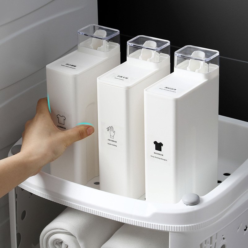 라슈에뜨 깔끔 소분 세탁 세제 리필용기 대용량 1L 슬림 사각 깔끔한 세제통 화이트 상세 이미지 2