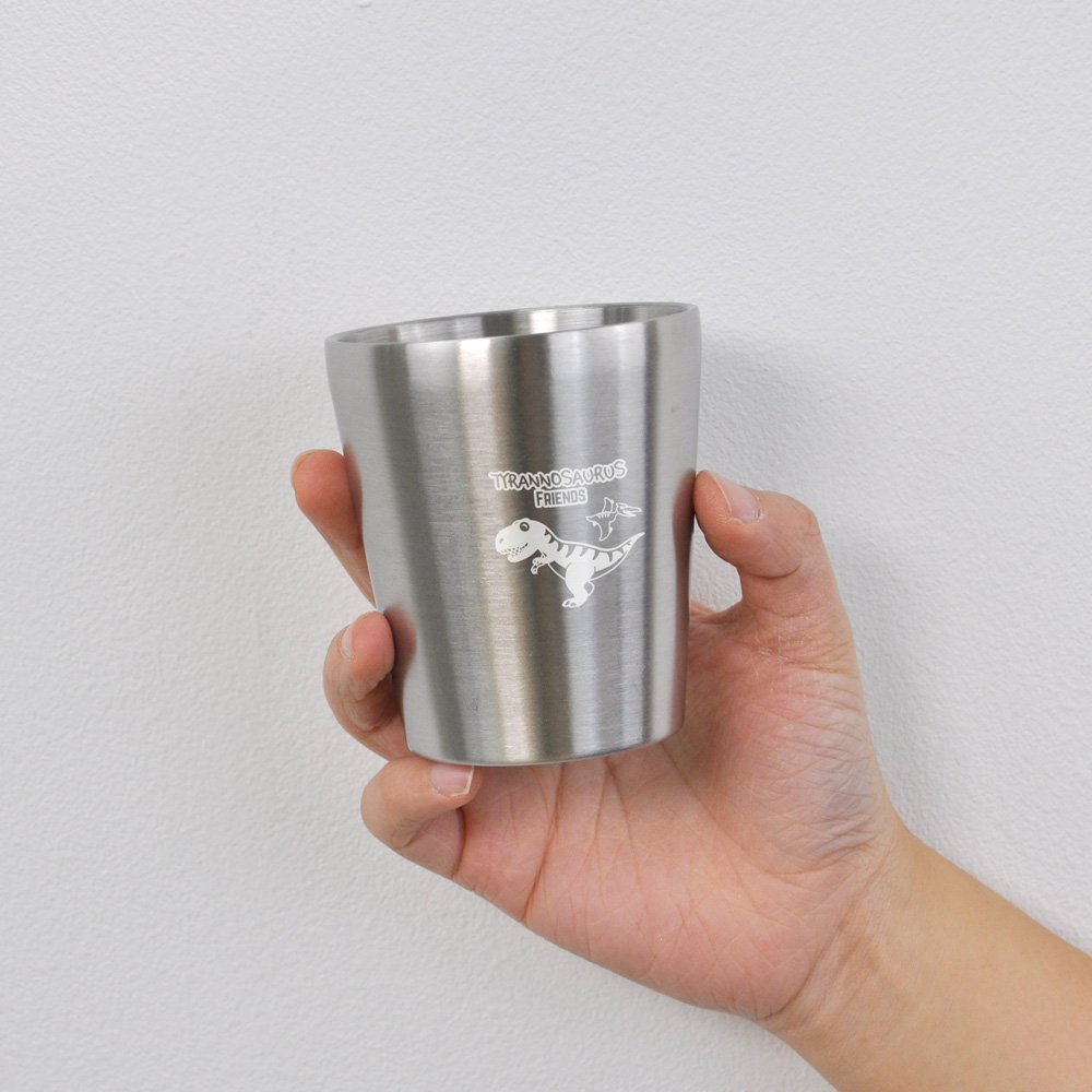 키친유 티라노 스텐304 이중컵 250ml 아동 물컵 유아컵 아기 어린이집 유치원 양치컵 상세 이미지 1